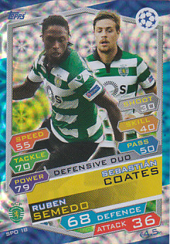 Ruben Semedo / Sebastian Coates Sporting CP 2016/17 Topps Match Attax CL Defensive Duo #SPO18